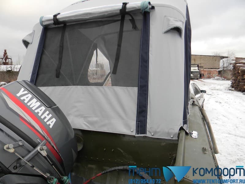 Лодочный тент с дополнительным окном на задний клапан тента